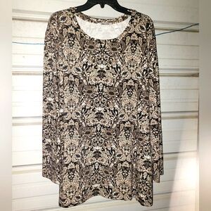 5X Plus Size Isaac Mizrahi women's top work shirt comfy pretty floral print